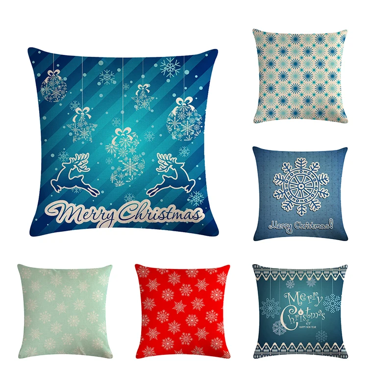 

45*45cm Romantic Snowflake Patterns Christmas Decorative Cushion Cover for Party Decoration Christmas Patterns Square Sofa Case