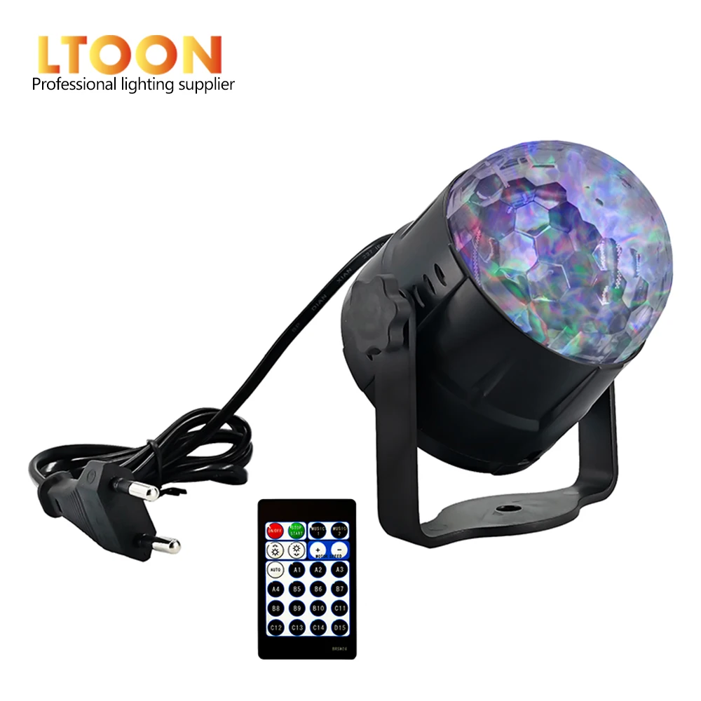 

[LTOON] 8W Mini RGB Crystal Magic Sound Activated Disco Ball 15 Color Mode Waterwave Lights with Remote