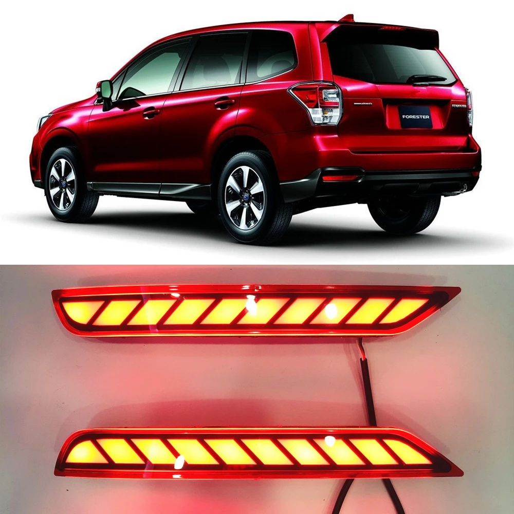 

2PCS For Subaru Forester 2008-2017 LED Rear Bumper Reflector Light with siganls Car Driving Brake Fog Trim Molding Tail Lamp