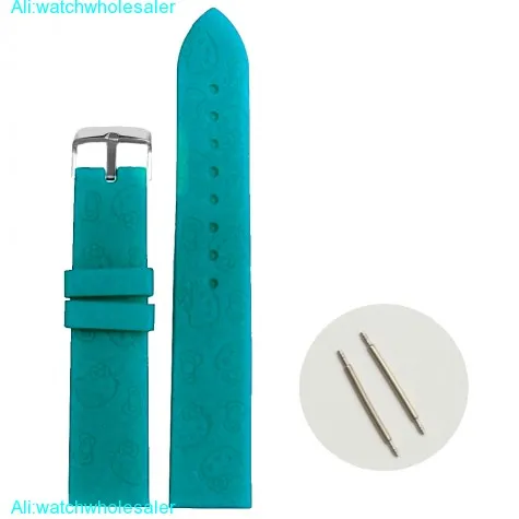 20mm Sea Blue Cartoon Silicone Jelly Rubber Lady Watch Band Straps WB1086T20JB