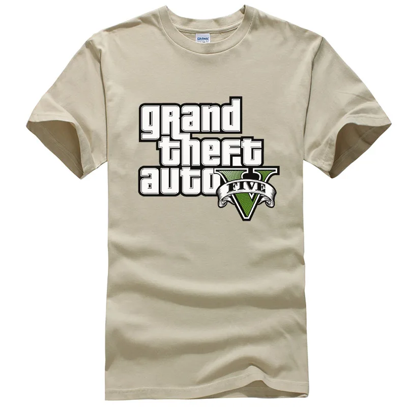 Grand Theft Auto GTA Футболка Мужская Уличная Длинная с GTA 5 Футболка мужская и женская футболка летние топы с коротким рукавом футболки GTA5 T143 - Цвет: Khaki
