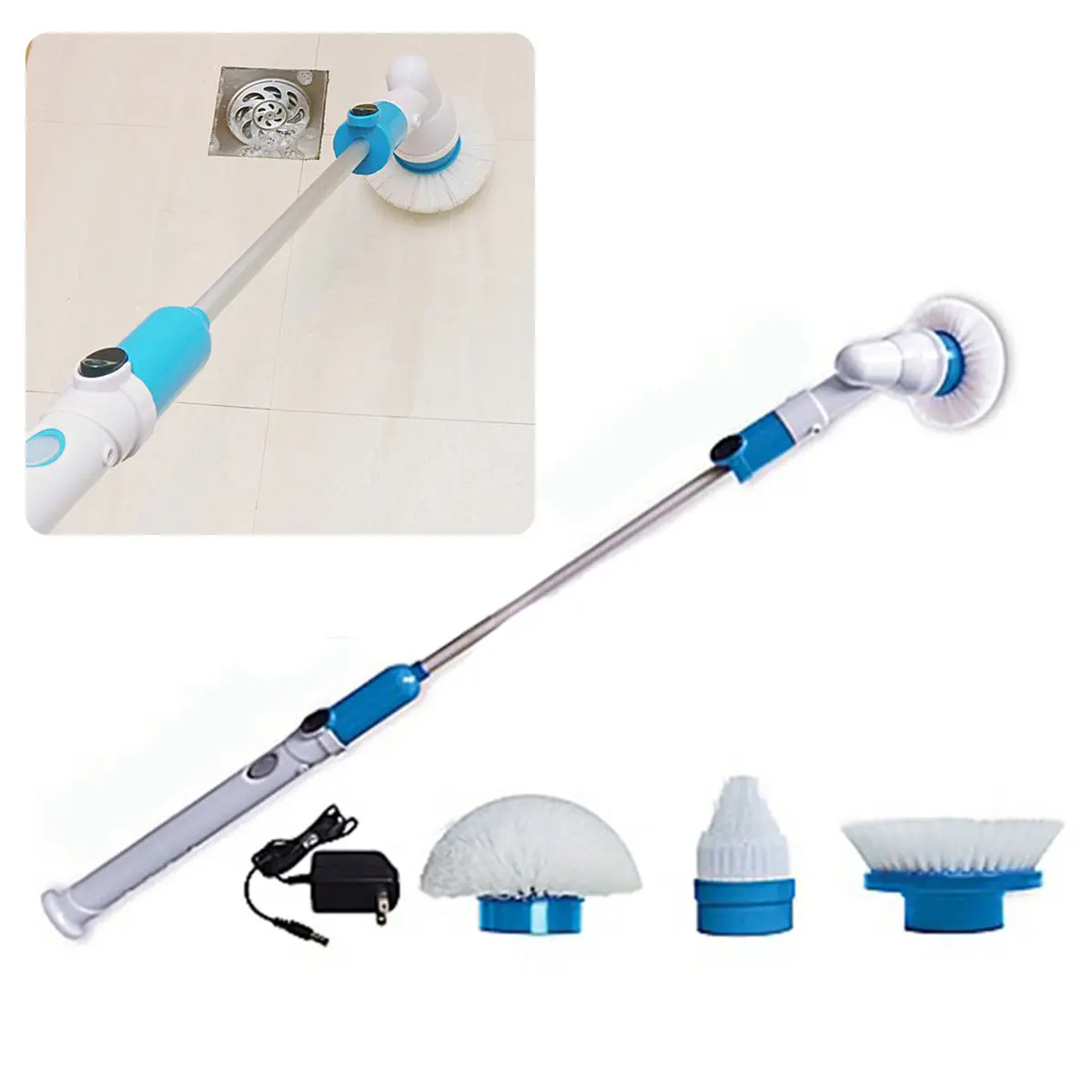1set HQ Electric Cordless Toilet Tiles Power Floor Cleaner Brush Mop Scrubber ABS