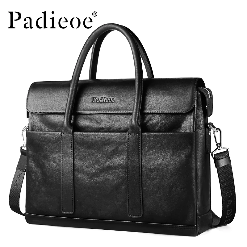 PADIEOE модный бренд мужской портфель из натуральной кожи деловой мужской 14 дюймовый ноутбук