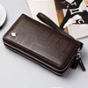 New Genuine Leather Multifunctional Long Wallet Cow Leather Zipper Money Clip Men's Simple Design Business Clutch Cellphone bag 2