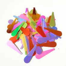 100 stücke 10*35mm Lange Baseball Bat Pailletten PVC Flach Oval Bauch Kostüm Zubehör Assorted Mix Glänzende Farben konfetti Spangles