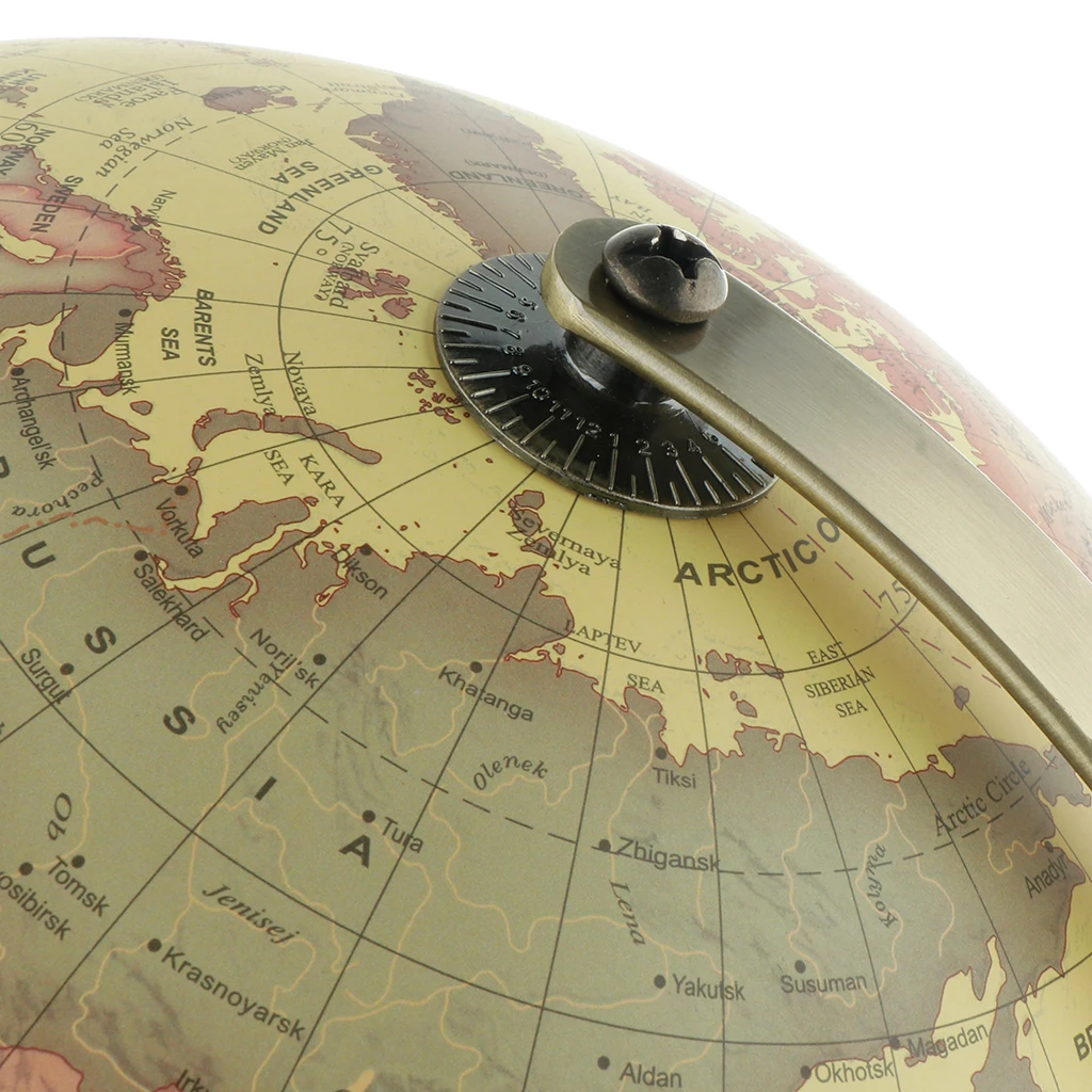 Spinning World Globe Ocean Map With Wooden Stand Geography Kids Students Educational Toy Home Office Miniatures Gift