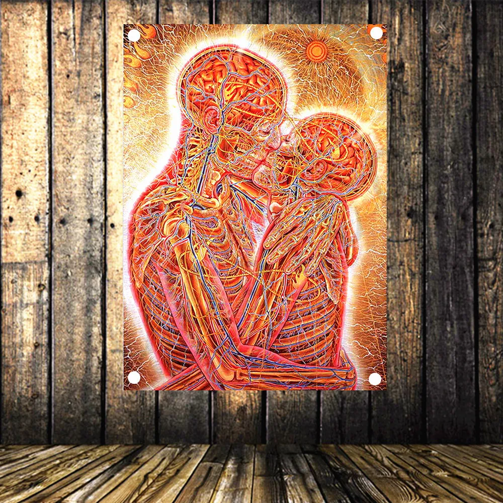 

"Kiss THE HUMAN MUSCULAR SYSTEM" Vintage Poster Banner Flag Tapestry HD Senior Art Cloth Painting Hospital Clinic Gym Decor