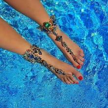 Ladyfirst Ankle Bracelet For Seaside Trip Sandals Horny Leg Chain Feminine Crystal Anklet Foot Jewellery Pie Leg Crystal Anklet3194