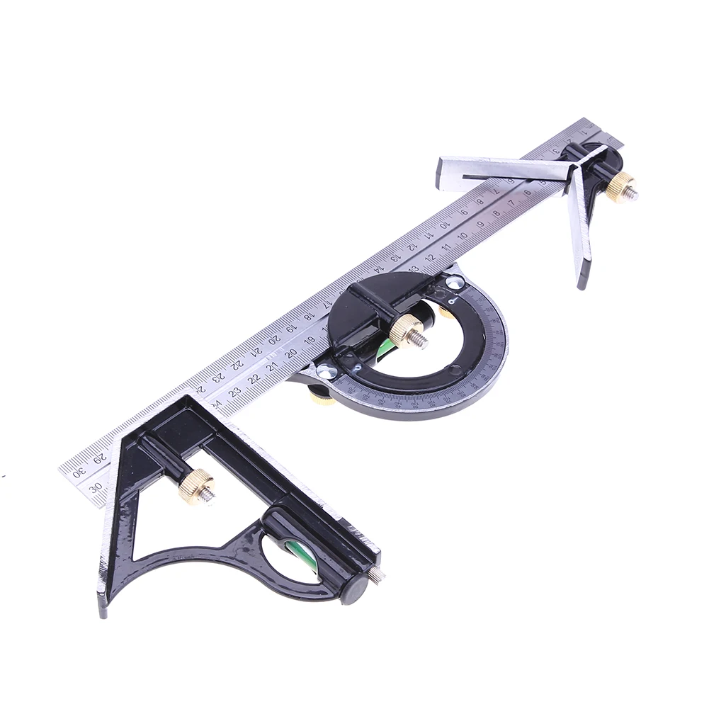 3 in 1 Adjustable Combination Square Angle Ruler Set Right Angle Finder Protractor Spirit Level Ruler