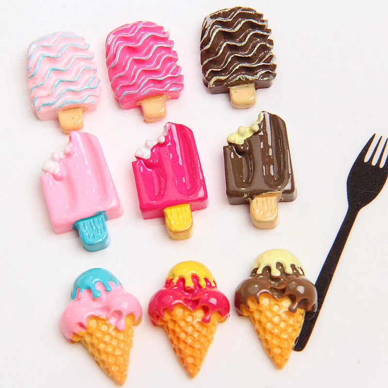 

10PC Mini Stereoscopic Simulation Popsicle Resin Accessories Kids DIY Phone Planar Craft Supplies Jewelry Decorative Material