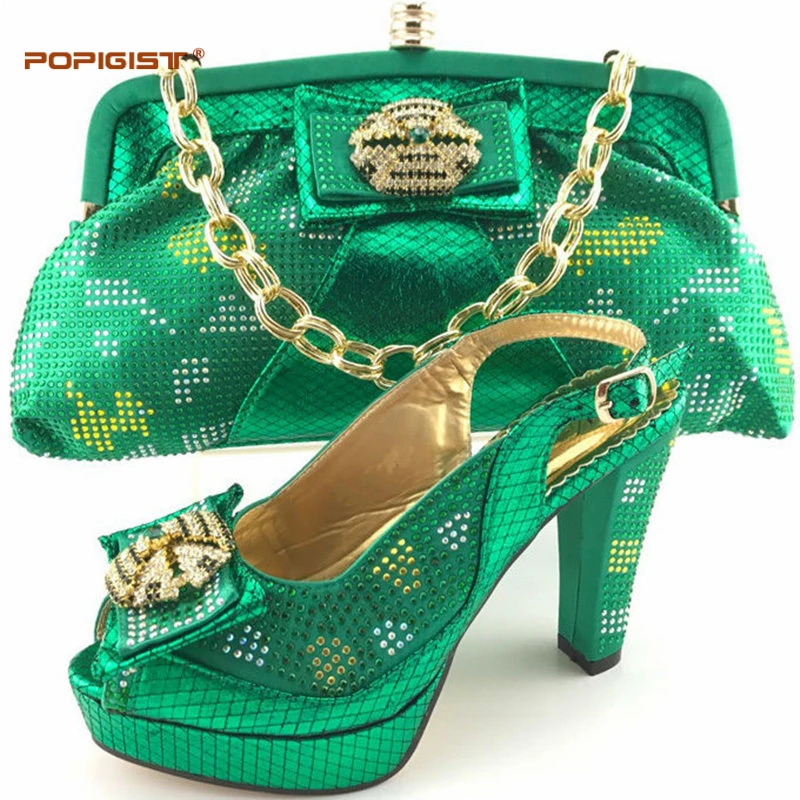 Green Matching Italian Shoe and Bag Set African Shoe and Bag Set for