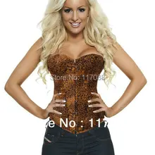 S/M/L/XL) ml4013 Леопардовый без бретелек Корсет джинсовой ткани с-стринги без бретелек корсет