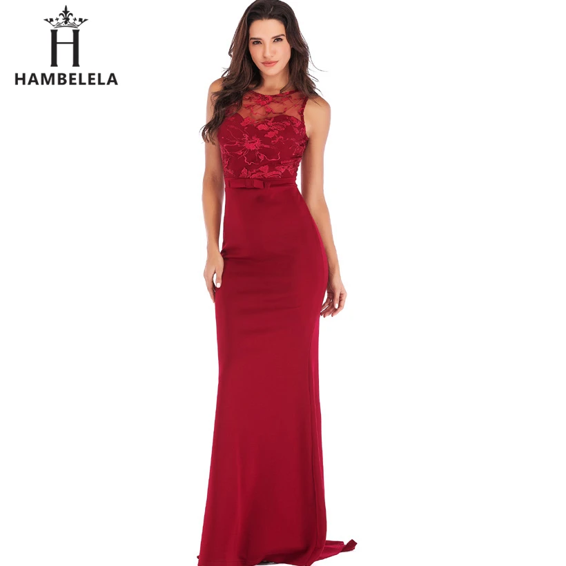 HAMBELELA Long Maxi Backless 2019 Women Dress Summer Evening Party Dresses Sexy O-Neck Elegant Floral Lace Dress Vestidos Longo (5)