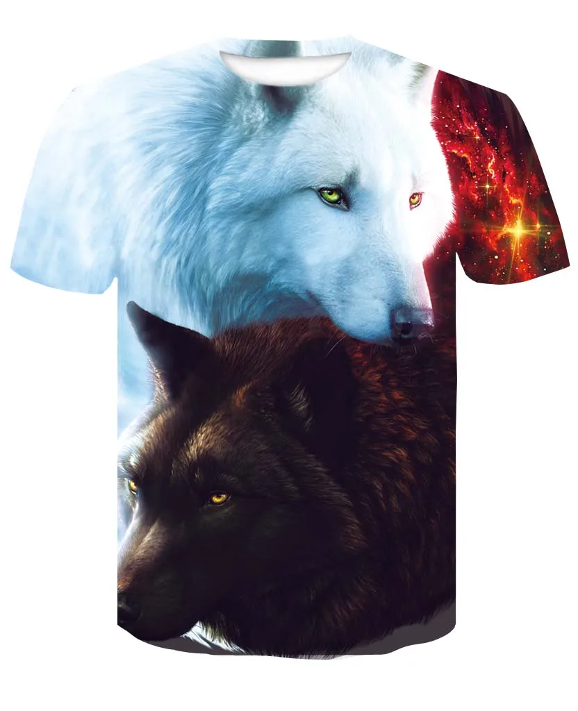 Мужская футболка 3D Harajuku Wolf крутая футболка летние серые и белые модные топы с коротким рукавом унисекс с круглым воротом Футболка S-4XL - Цвет: DT058