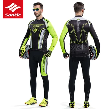 

Santic Men Cycling Jersey Set Pro Team Long Sleeve Cycling Set 4D Padded MTB Road Bike Bicycle Jersey Cycling Clothing Set