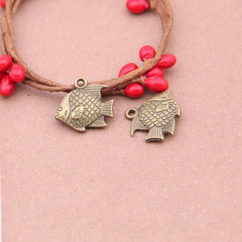 80 pcs Bronze Sea Fish Pendant for jewelry making DIY size 17mmx15mm | Украшения и аксессуары