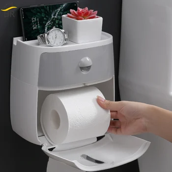 

New Creative Hot Bathroom Waterproof Tissue Box Plastic Roll Paper Holder Wall Mounted Paper Storage Box Home Decoration 60ZJ062
