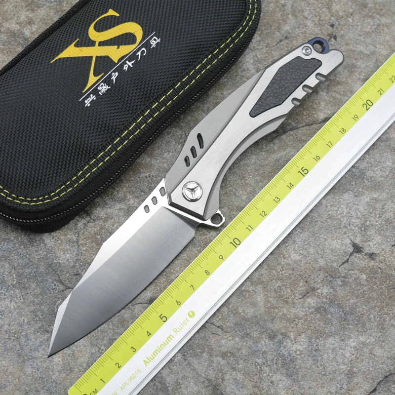 

XS-TW23 High quality D2 blade Titanium handle Flipper folding knife Outdoor camping hunting pocket fruit knives EDC tools