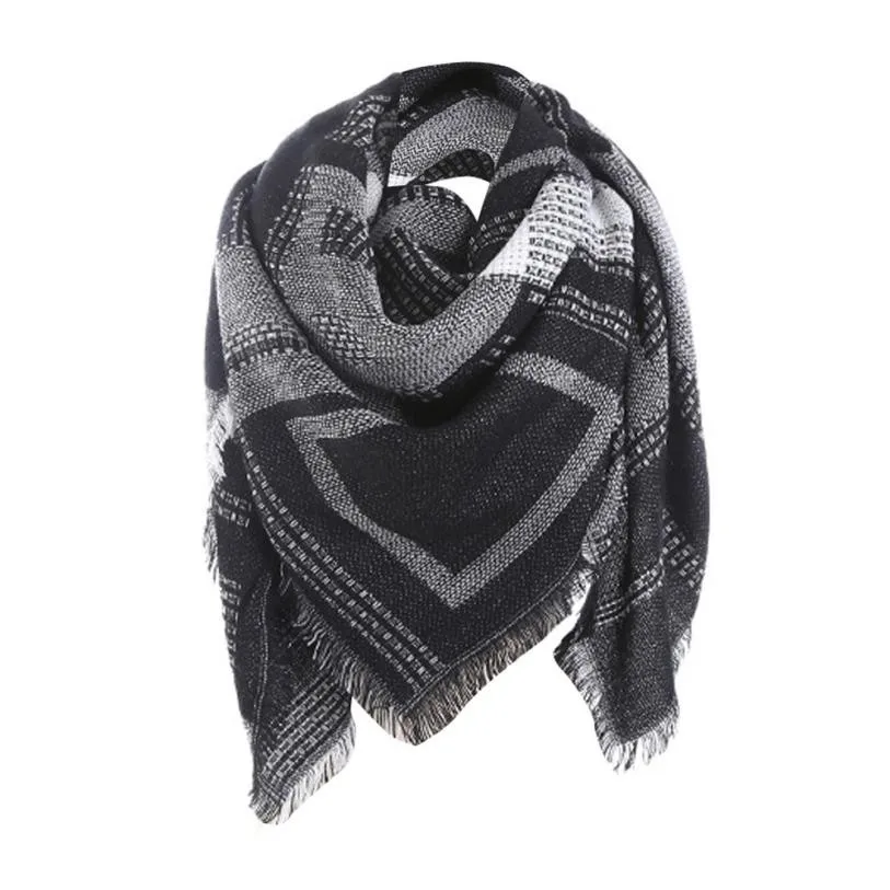 Women Plaid Cashmere Scarf Autumn Winter Lady Triangle Cashmere Warm Shawl 2017 New Design 