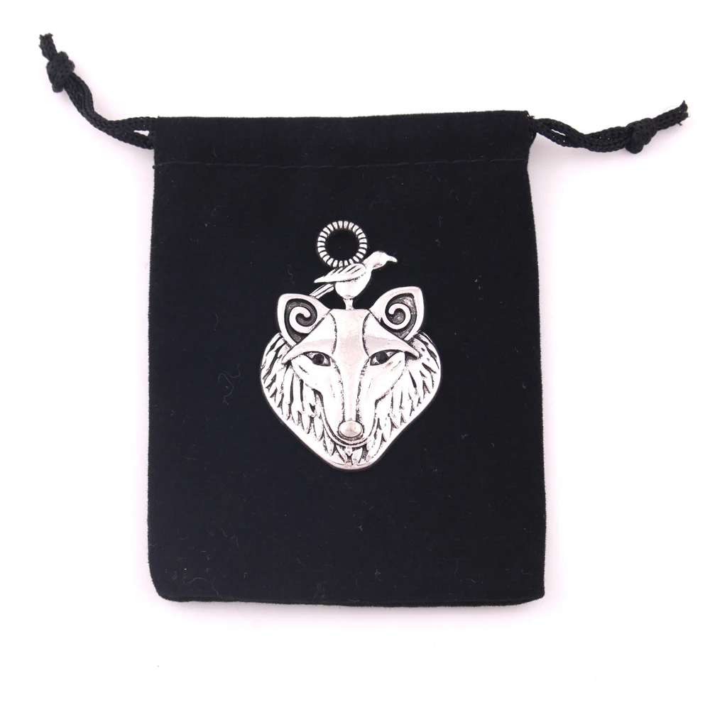 Antique Silver Wolf with Raven Pendant Mythology Viking Totem Animal Amulet Wicca Jewelry Accessories | Украшения и аксессуары
