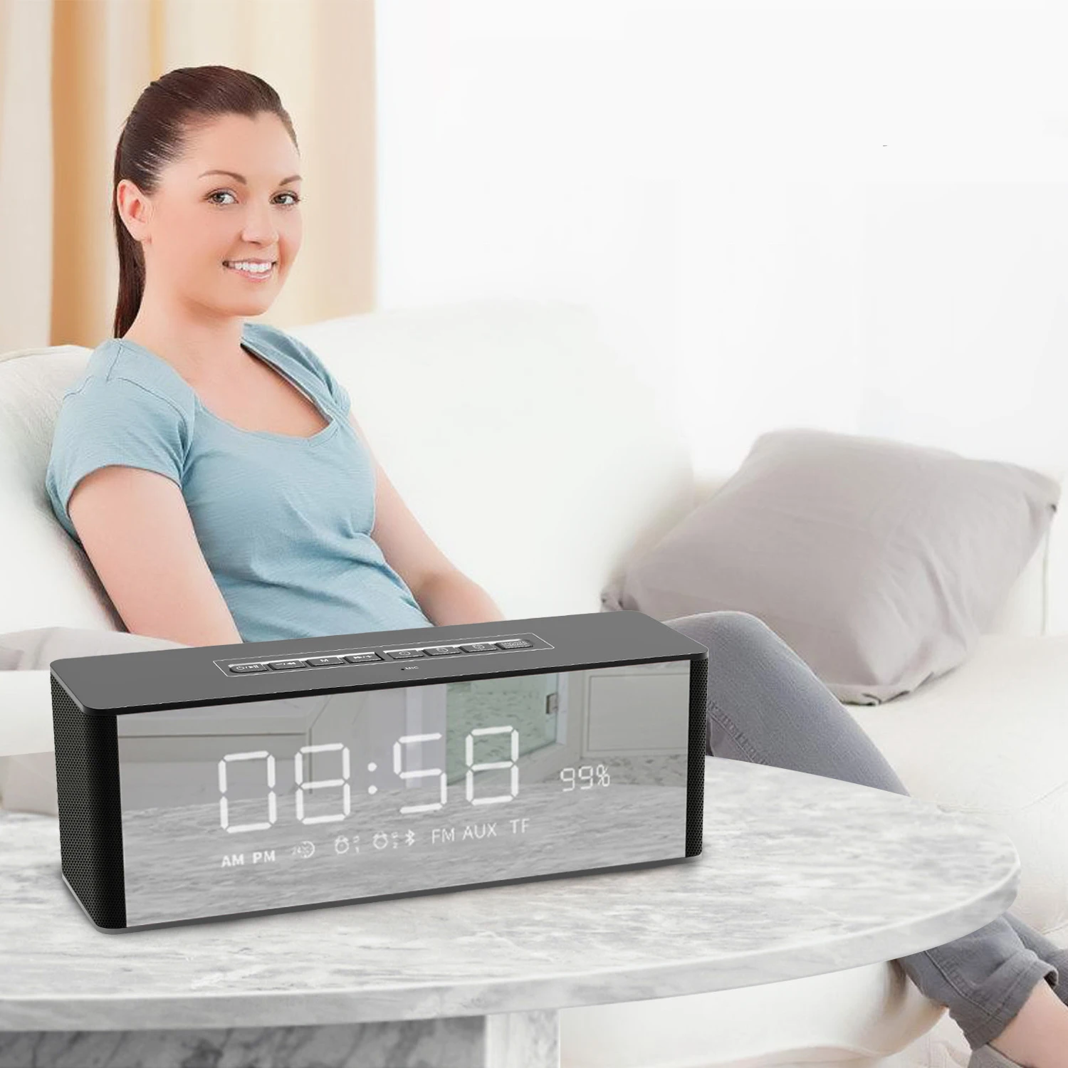 

Itek Portable Wireless Bluetooth Home Speakers LED Display Stereo Subwoofer Speakers Support AUX TF Card FM Radio Alarm Clock