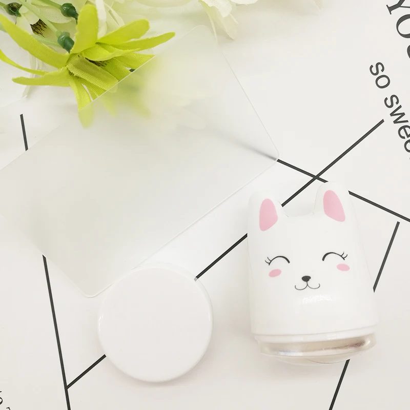 

2pcs/set Cute Cat Nail Art Stamper 3.5cm Silicone Head with Nail Scraper Manicure Nail Stamping Tool Kits #550