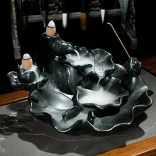 Creative Lotus Flower Waterfall Backflow Incense Burner Ceramic incense holder Fashion Decoration Use In Home Office Teahouse