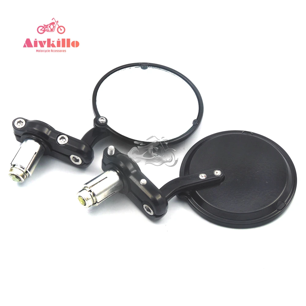 Universal 3" Aluminum Round 7/8" Clamp On Handle Bar End Mirrors For