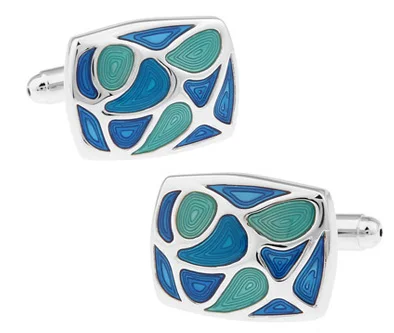 

Promotion! Men Enamel Cufflinks wholesale&retail top copper Blue Colour Irregular Design Cuff links Free Shipping