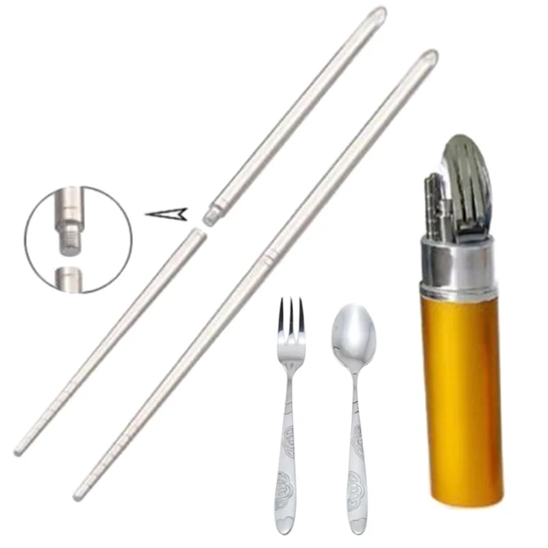 Portable Travel Tableware Set Stainless Steel Fork Spoons Folding