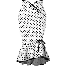 Женская сексуальная юбка-русалка в горошек с рюшами, офисная юбка, новые женские юбки-трубы, Женская юбка с высокой талией, посылка на бедра