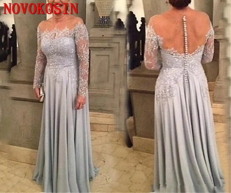 

Mother of the Bride Evening Dress Plus Size 2019 Vestidos De Noite Longos Sexy Backless See Through Prom Dress with Long Sleeves