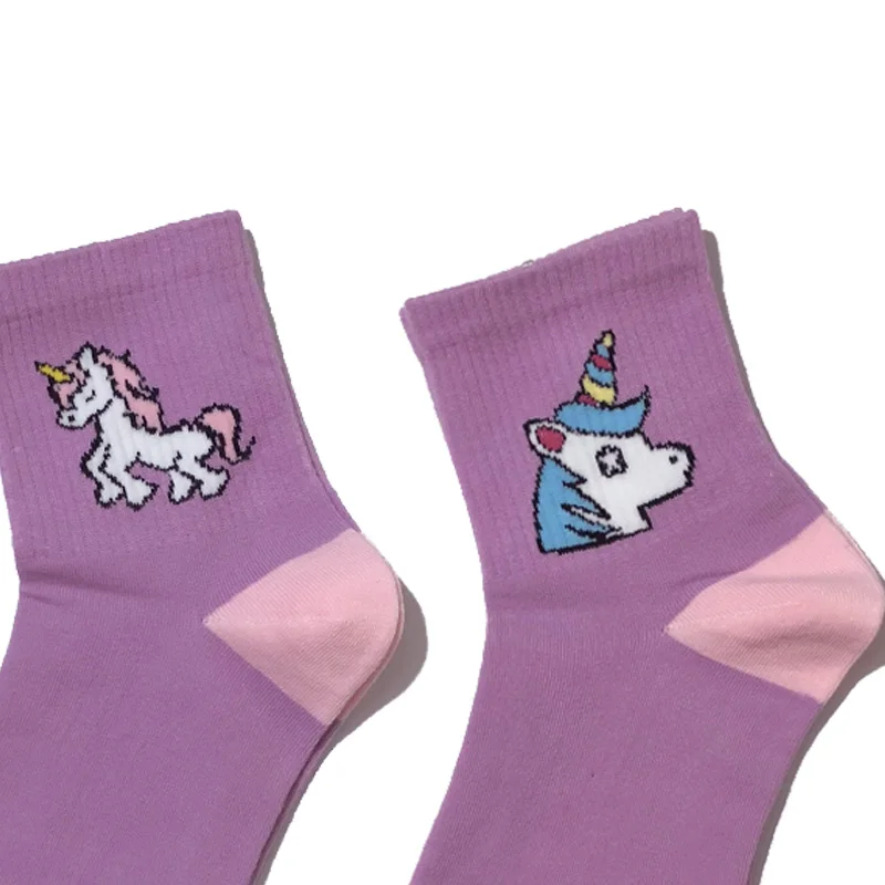 New Unicorn Women Socks Cartoon Animals Ins Popular Funny Socks Purple and Pink Art Happy Crew Socks New Unicorn Women Socks Cartoon Animals Ins Popular Funny Socks Purple and Pink Art Happy Crew Socks
