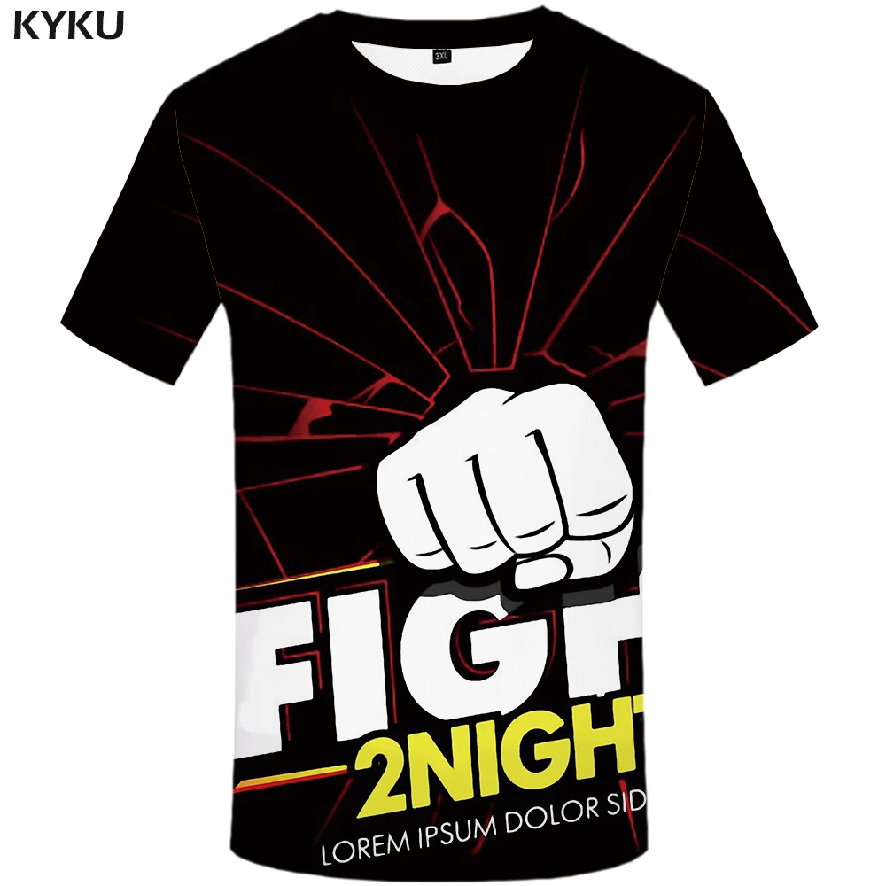 KYKU Brand Fighting T shirts Men War Tshirts Casual Harajuku Print Hand