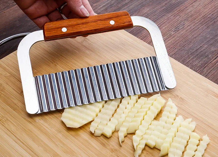 

potato slicer household stainless steel manual potato cutter wave shape potato blade chips cutter kichen tools
