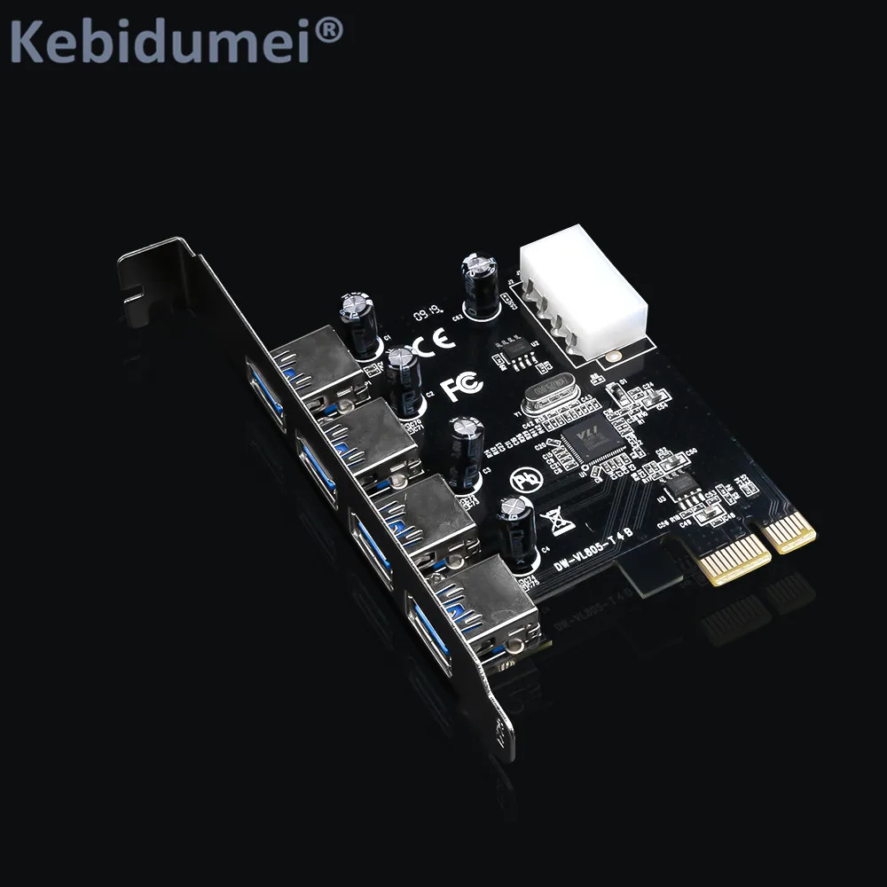 Kebidumei 4 портами плата PCI Express карты расширения USB 3 0 PCI e PCIe экспресс для настольных ПК