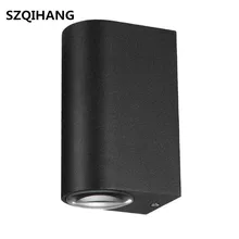 Черный корпус 2*7 Вт COB светодиодный водонепроницаемый уличный современный настенный светильник, монтируемый IP66 алюминиевый внутренний потолочный настенный светильник