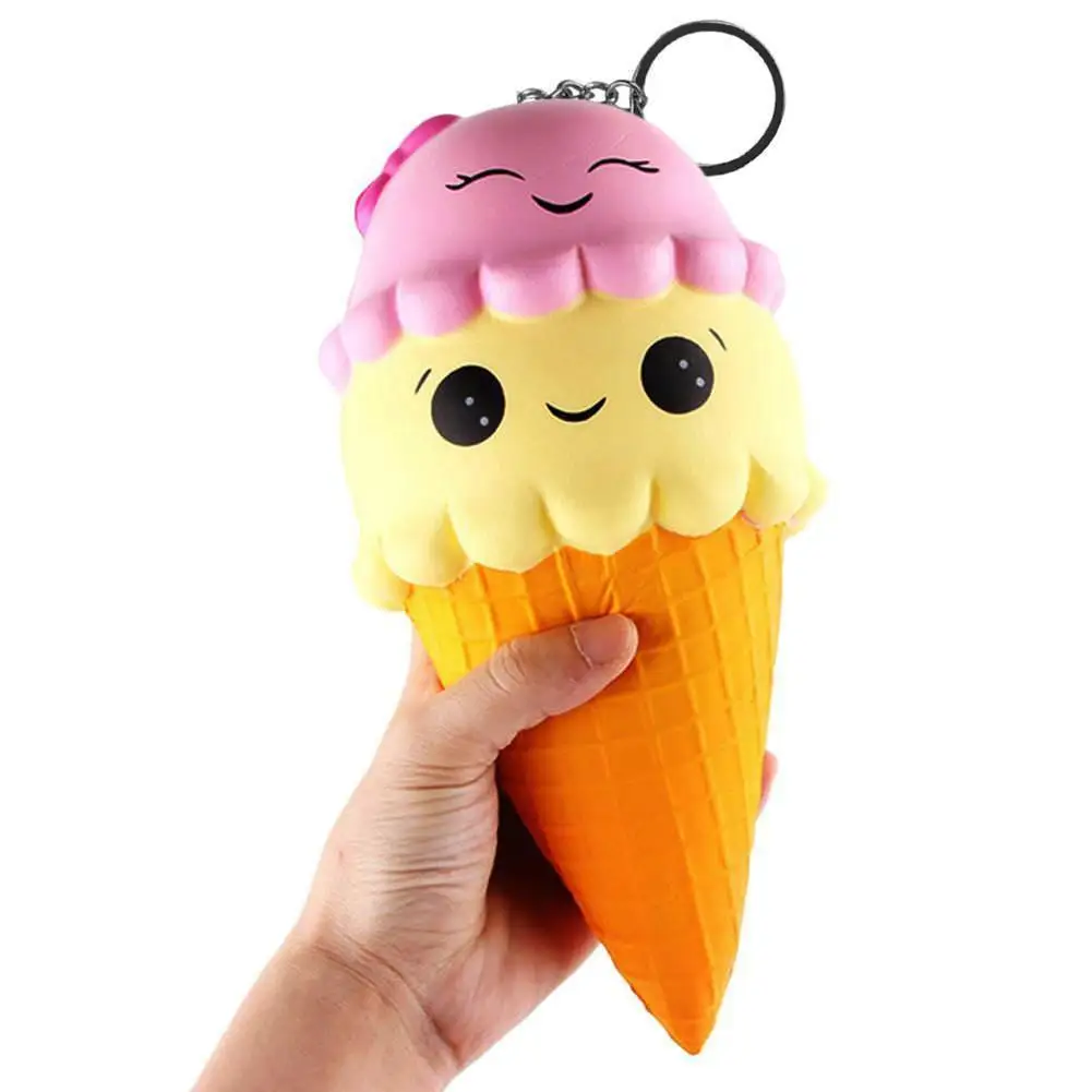 

Antistress Squishy Slow Rising Ice Cream Cute Kawaii Soft Jumbo Food Cone Bread Pendant Toys for Kids Adults Relieves Stress