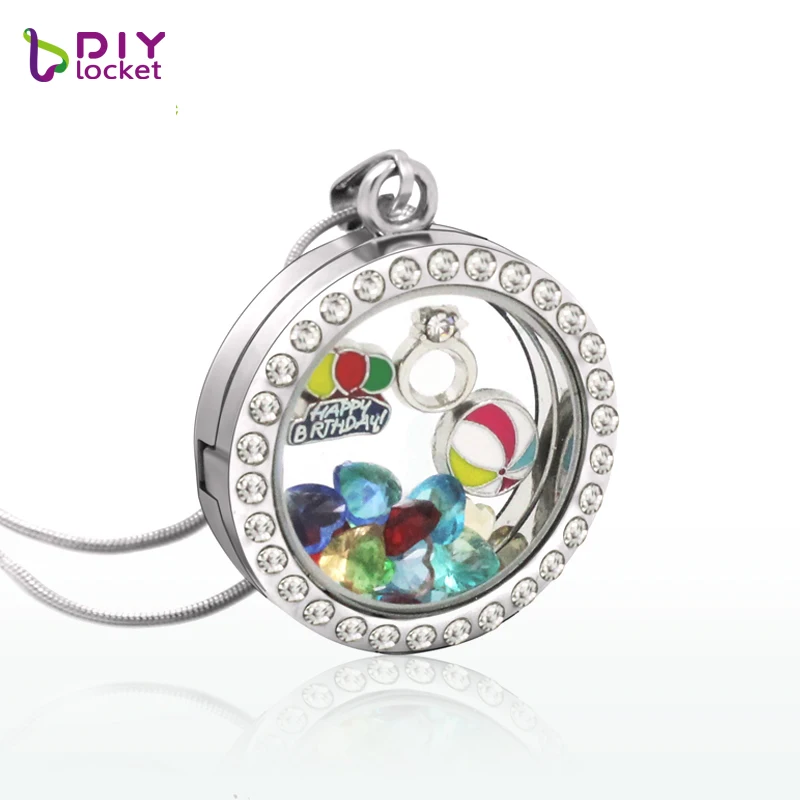 Diylocket 30 мм Круглый Магнитный стеклянный плавающий медальон (4 цвета 8 стилей на