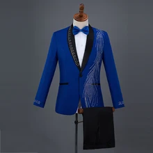 Куртка мужская Тонкая куртка костюм комплект официальная одежда Свадебная верхняя одежда певица ночной клуб вечерние представление шоу одежда DT765