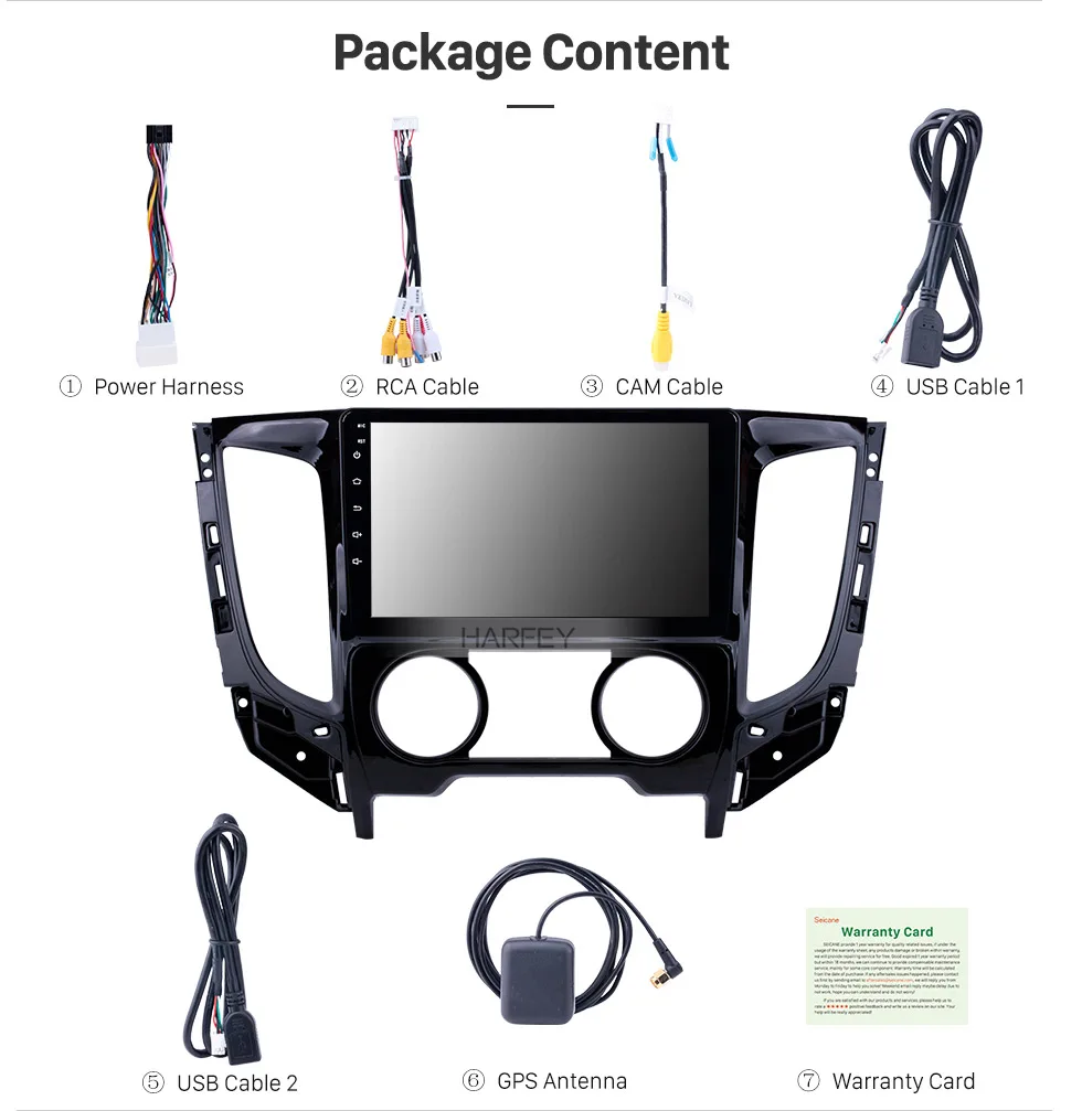 Best Harfey for 2015 Mitsubishi TRITON (MT) Manual Android 8.1 Car Radio 9" HD Touchscreen GPS Navi Head unit Bluetooth WIFI SWC 18