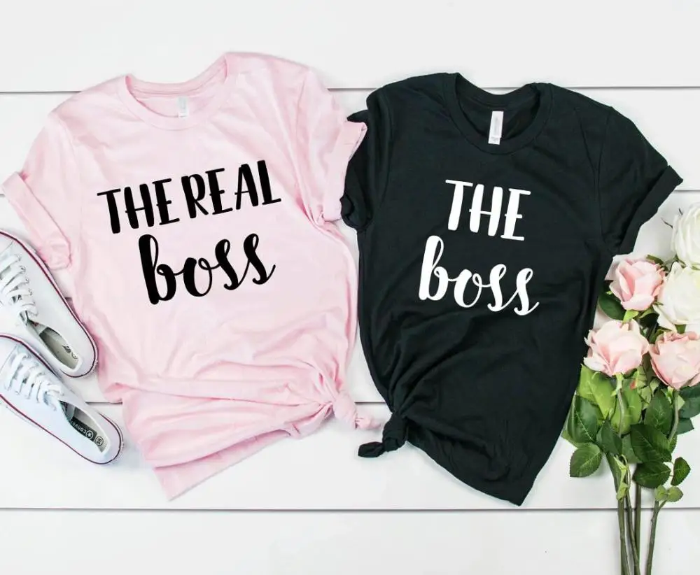 

The Boss and The Real Boss couple Men Women tshirt Cotton Casual Funny t shirt Gift Lady Yong Girl High quality Drop Ship S-839