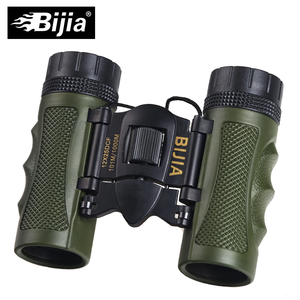 BIJIA 12x25 مصغرة يوم ضوء تلسكوب المهنية مجهر السفر في الهواء الطلق للطي مناظير المعيشة للماء