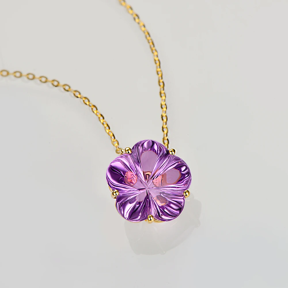 Подвеска для ожерелья из золота 14 карат с аметистом в форме цветка IF|pendant gold|pendant