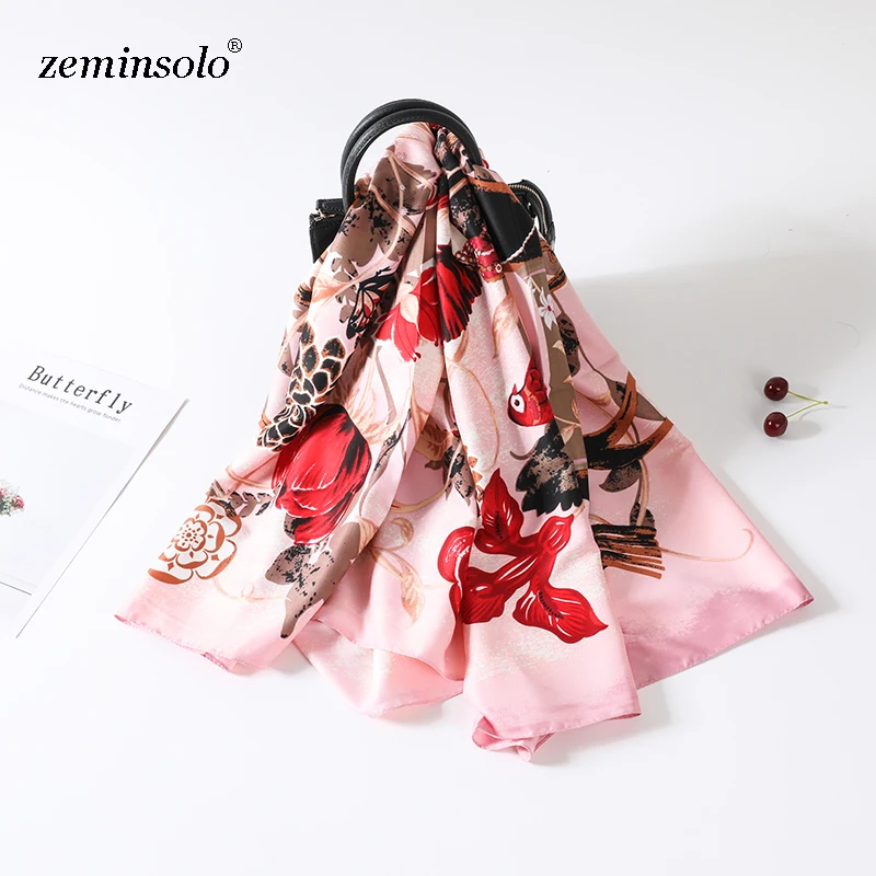 

2019 Luxury Brand Women Scarf Fashion Quality Soft Silk Scarves Female Shawls Foulard Beach Cover-ups Wraps Silk Bandana Hijab
