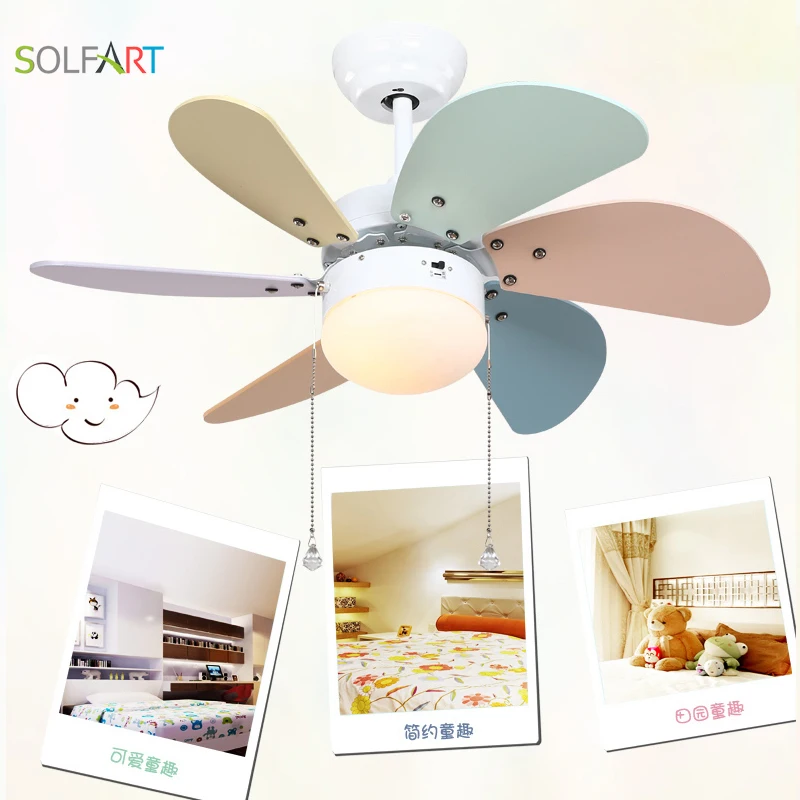 SOLFART потолочный вентилятор современный потолочный вентилятор для детей светодиодный потолочный вентилятор с светильник немой безопасности естественный ветер красочный веер листьев slf2079