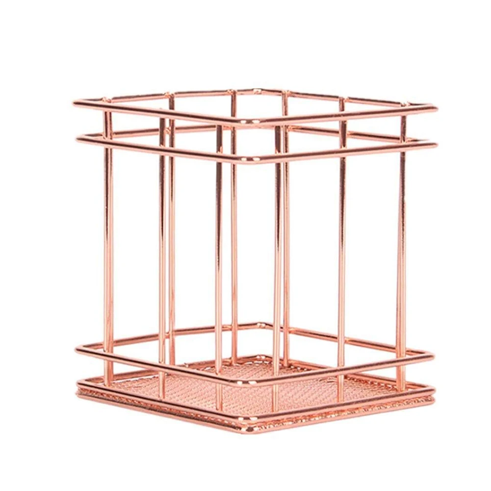 1Pc Rose Pattern Makeup Brush Vase Pot Pen Holder Stationery Storage Organizer Container Pencil Copper Wire Po | Красота и здоровье
