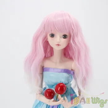 

Wigs Only! Soft Wavy Pink White Ombre Doll Hair Wig for 1/3 1/4 1/6 BJD/SD Dolls Heat Resistant Can Self-Style