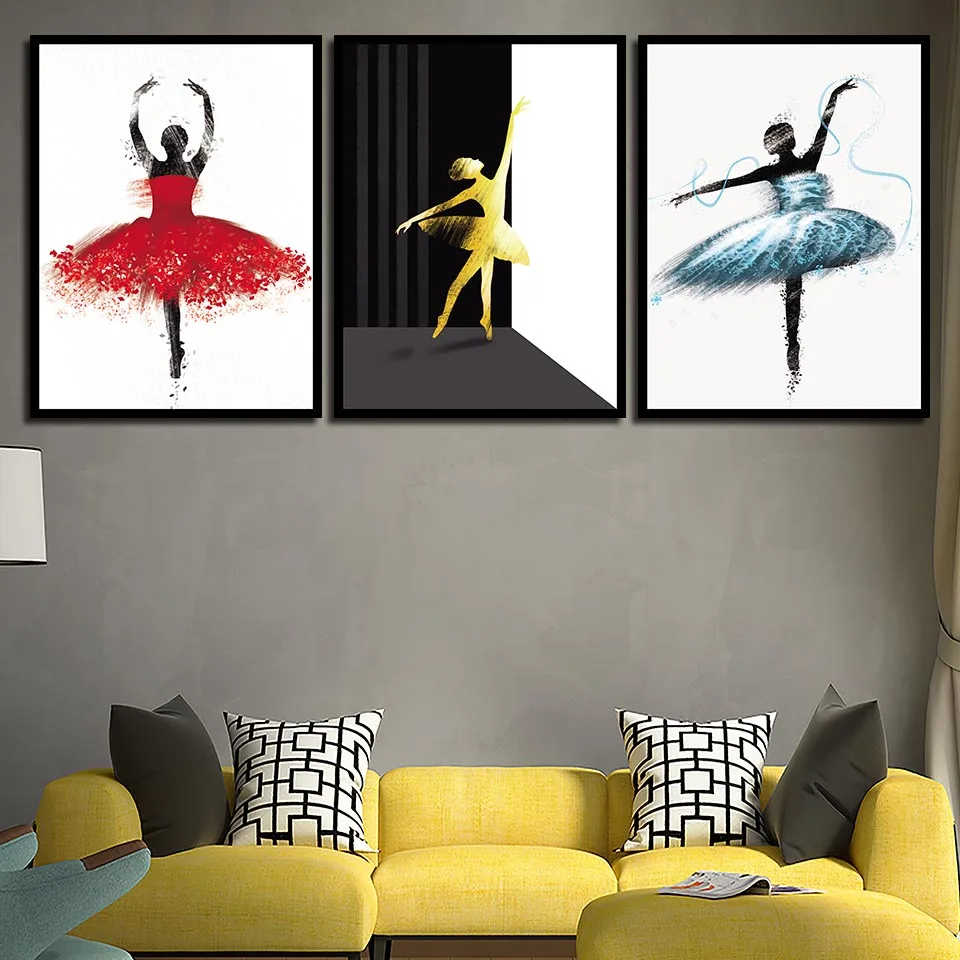 Балерина Балет Танец девушка минималистский художественный холст постер