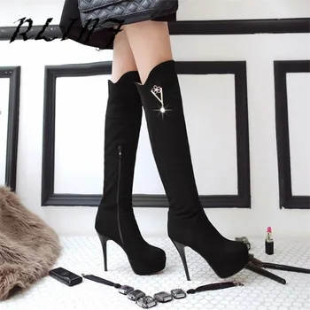 

RLINF New Matte Knight Stretch Over The Knee Long Platform Waterproof Platform Stiletto Super High Heel Women Boots